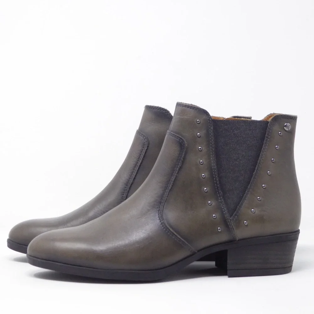 Pikolinos Daroca Women Ankle Boots Olive Green Studded Leather 39 EU / 8.5 US
